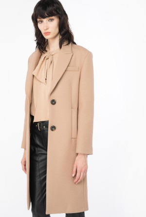 MOCHA CAMEL Pinko Straight-cut cloth coat | ZMYNQ66640