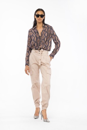 NUDE - BABY Pinko Stretch satin cargo trousers | AMYDF10027