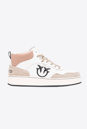 OFF WHITE/BEIGE Pinko High-top basketball sneakers with logo | MYIIZ66431