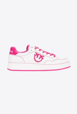 OFF WHITE/FUCHSIA Pinko Basketball sneakers with logo | GMYUC18393