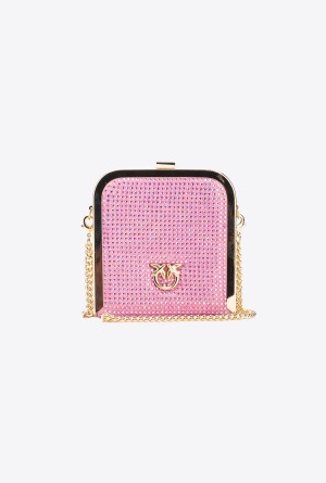 ORCHID BUNCH-SHINY GOLD Pinko Fully rhinestoned Box Clutch | UMYTG58500