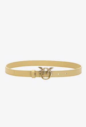 PAMPA-ANTIQUE GOLD Pinko Love Birds thin leather belt | SMYVO25780