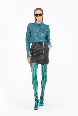 PEACOCK/TURQUOISE Pinko Laminated ribbed pullover | FMYHY73055