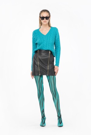 PEACOCK BLUE Pinko Cable-knit sweater | QMYUV12632