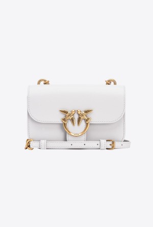 PENGUIN GREY-ANTIQUE GOLD Pinko Mini Love Bag Bell in leather | TMYWZ96963