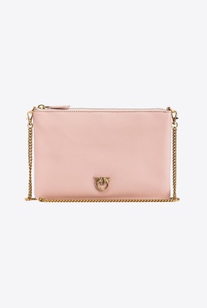 PINK/DUSTY PINK-ANTIQUE GOLD Pinko Classic Flat Love Bag Simply | XMYGW41438