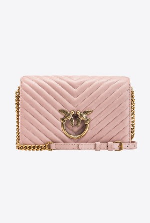 PINK/DUSTY PINK-ANTIQUE GOLD Pinko Classic Love Bag Click Chevron | LMYTR96822