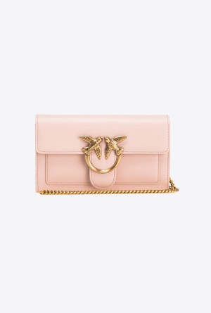PINK/DUSTY PINK-ANTIQUE GOLD Pinko Love Bag One Wallet Simply | SMYNY62612