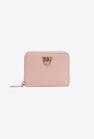 PINK/DUSTY PINK-ANTIQUE GOLD Pinko Square leather zip-around purse | AMYWC41015