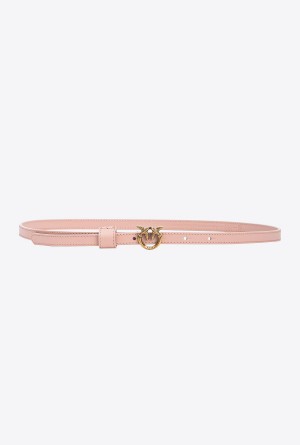 PINK/DUSTY PINK-ANTIQUE GOLD Pinko Thin belt with Love Birds buckle 1cm | AMYWC57055