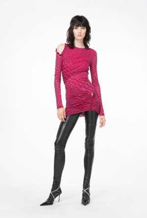 PINKO PINK/BLACK Pinko Mini dress with fluid logo print | DMYVO53614