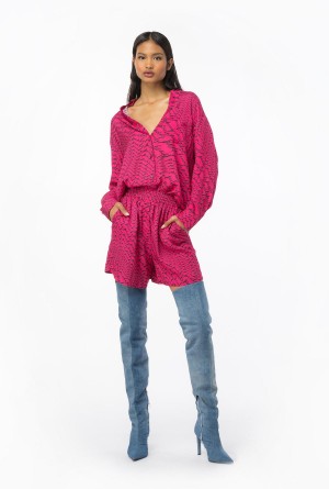 PINKO PINK/BLACK Pinko Shorts with fluid logo print | MYICD39321