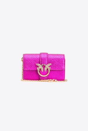 PINKO PINK-BRUSHED GOLD Pinko Galleria laminated reptile Micro Love Bag One | SMYVO45955