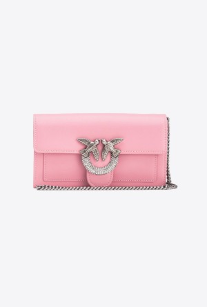 PINK - BLUSH-OLD SILVER Pinko Love Bag One Wallet with rhinestones | UMYND11074