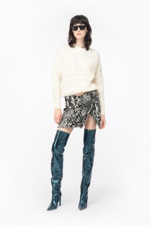 PURE WHITE Pinko Alpaca and wool sweater with Love Birds | MYEGJ14355