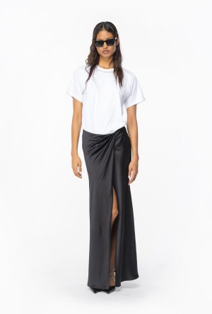 PURE WHITE Pinko T-shirt with shiny embroidery | GMYEC52806