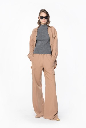 ROCK GREY Pinko Ribbed wool and cashmere sweater | MYIIZ46430