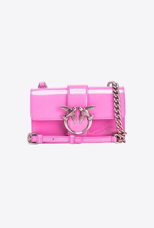 ROSE PETAL-OLD SILVER Pinko Galleria shiny shaded leather Mini Love Bag One | ZMYNQ16145