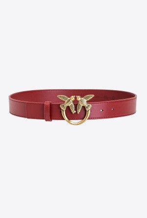 RUBY RED-ANTIQUE GOLD Pinko Love Birds leather belt | BMYSO72211