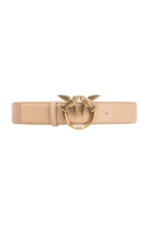 SAND-ANTIQUE GOLD Pinko Love Birds high leather belt 4cm | MYJZR47487