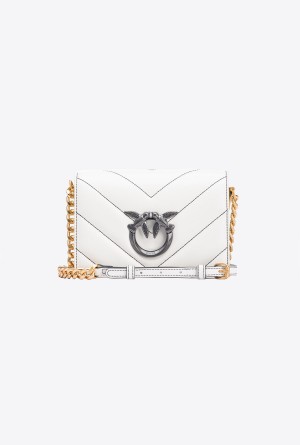 SILK WHITE+COLOUR CONTRASTING COLOUR Pinko Galleria Mini Love Bag Click Big Chevron Opposite | MYJVR58541