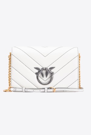 SILK WHITE+COLOUR CONTRASTING COLOUR Pinko Galleria Classic Love Bag Click Big Chevron Opposite | UMYND36411