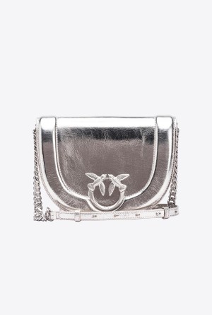 SILVER-BLOCK COLOUR Pinko Galleria laminated Classic Love Bag Click Round | MYEAH48523