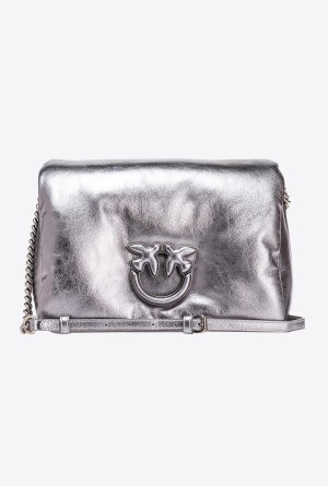 SILVER-OLD SILVER Pinko Classic Love Bag Click Puff laminated | XMYBH13677