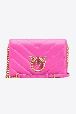 STRAWBERRY-BRUSHED GOLD Pinko Classic Love Bag Click Big Chevron | LMYTR68692