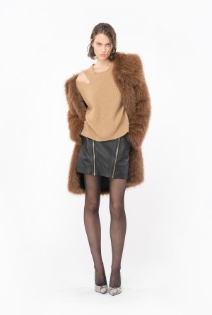 TANNIN BEIGE Pinko Fisherman’s rib-knit cashmere-blend pullover | MYZDE77182