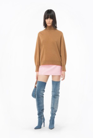TOBACCO BROWN Pinko Turtleneck with contrasting edging | YMYGT55613