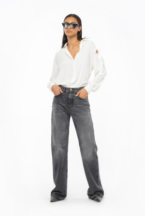 VANILLA ICE-CREAM WHITE Pinko Shirt with cut-out and bow | QMYUV50193