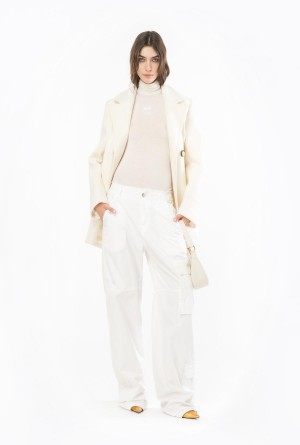 VANILLA ICE-CREAM WHITE Pinko Turtleneck with Love Birds embroidery | DMYKV99187