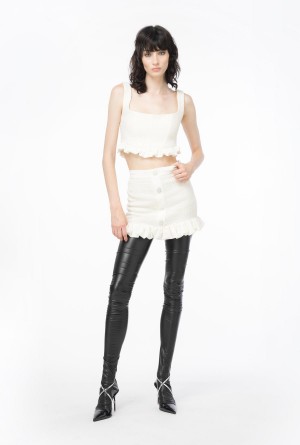 VANILLA ICE-CREAM WHITE Pinko Tweed crop top | MYEGJ67254