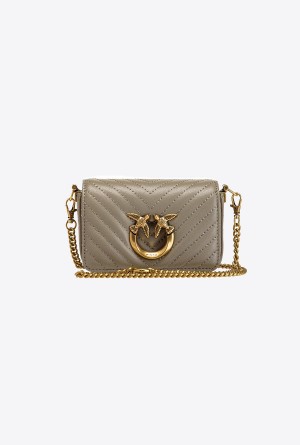 WALNUT-ANTIQUE GOLD Pinko Micro Love Bag Click Chevron | MYEAH22014