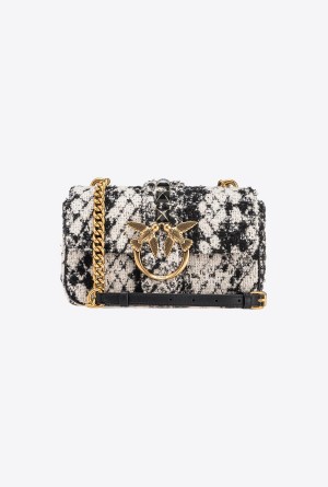 WHITE/BLACK-ANTIQUE GOLD Pinko Mini Love Bag One in snake jacquard | AMYWC30394