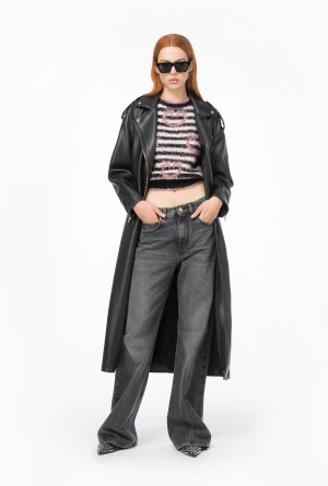 WHITE/BLACK/PINK Pinko Fringed lurex sweater | MYXMI52948