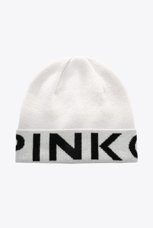 WHITE/BLACK Pinko Beanie with large logo | MYJBT53118