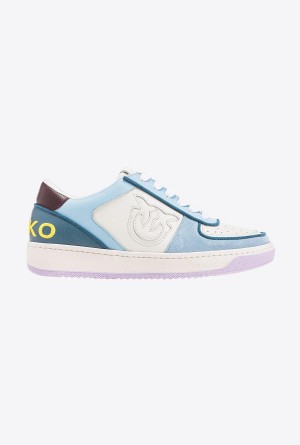 WHITE/SKY BLUE/GREEN Pinko Basketball Sneakers | MYJKU16048
