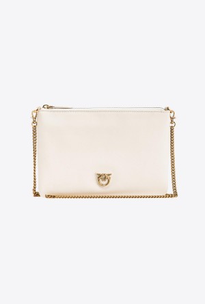 WHITE+WHITE-ANTIQUE GOLD Pinko Classic Flat Love Bag Simply | EMYHC29861