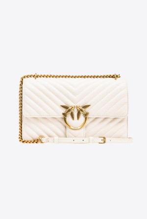 WHITE+WHITE-ANTIQUE GOLD Pinko Classic Love Bag One Chevron | EMYVG50421