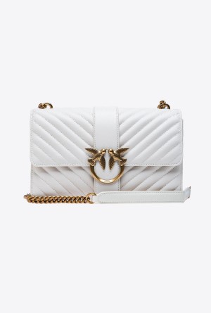 WHITE+WHITE-ANTIQUE GOLD Pinko Classic Love Bag One Chevron | SMYVO55757