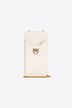 WHITE+WHITE-ANTIQUE GOLD Pinko Leather smartphone holder | MYCVG55706