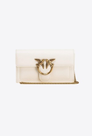 WHITE+WHITE-ANTIQUE GOLD Pinko Love Bag One Wallet Simply | MYCIF28904