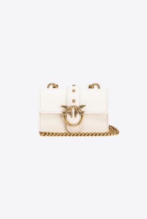 WHITE+WHITE-ANTIQUE GOLD Pinko Micro Love Bag One Simply | DMYVO97291