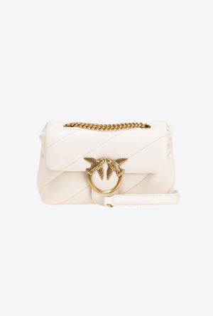 WHITE+WHITE-ANTIQUE GOLD Pinko Mini Love Bag Puff Maxi Quilt | SMYVO74265