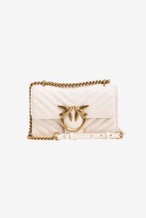 WHITE+WHITE-ANTIQUE GOLD Pinko Mini Love Bag One Simply | YMYGT33663