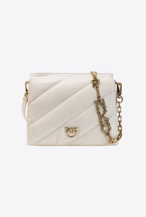 WHITE+WHITE-ANTIQUE GOLD Pinko Small Twins Bag Maxi Quilt | MYEAH38163