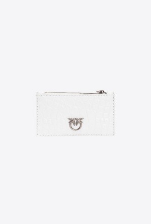 WHITE+WHITE-OLD SILVER Pinko Galleria white crocodile-print card holder | MYNEJ93516