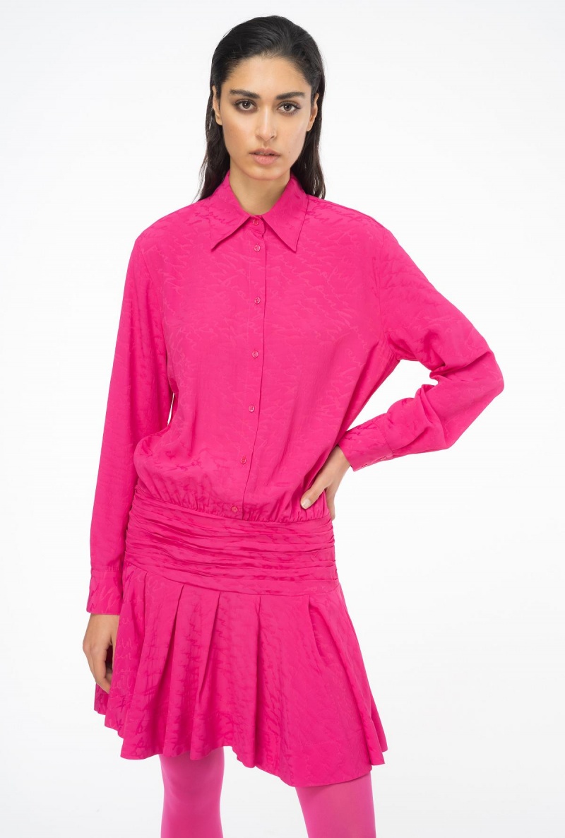 BEETROOT Pinko Jacquard shirt dress with fluid logo | MYEGJ13237